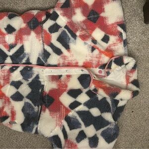 FP Movement by Free People Red and Blue Patterned Puffer Jacket